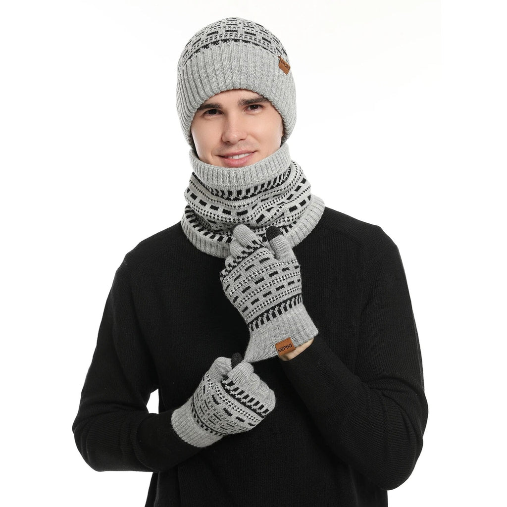 Ensemble Hiver 3 Pièces avec Bonnet, Écharpe et Gants pour Adultes | Idéal pour la Saison Froide