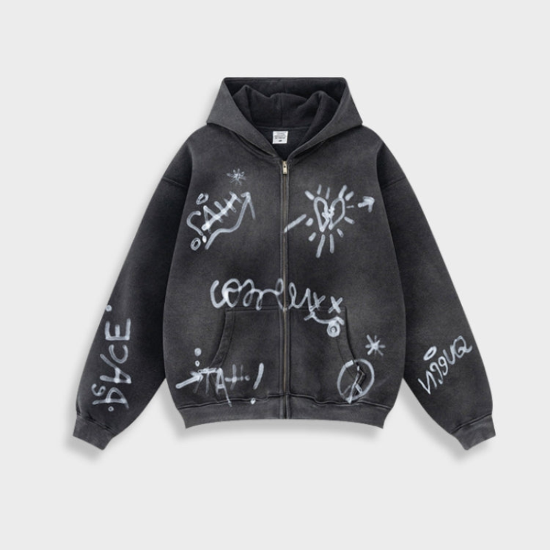 Sweat à Capuche Oversize avec Imprimé Graffiti pour Adultes | Idéal pour les Tenues Urbaines