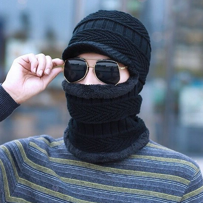 Bonnet Tricoté avec Visière et Cache-Cou pour Adulte | Idéal pour l’Hiver