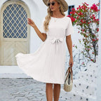 Robe Midi Plissée Avec Ceinture Ajustable Pour Femme | Idéale Pour Travail Et Événements