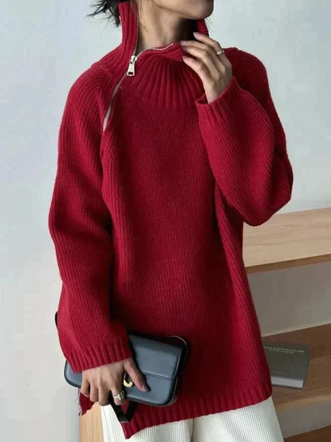 Pull À Col Montant Rouge Pour Femmes | Idéal Pour La Mi-Saison