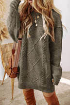 Pull Long avec Motif À Losanges pour Femme | Idéal pour La Saison Fraîche