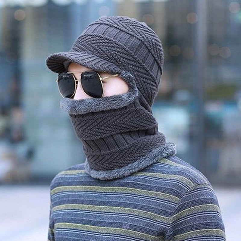 Bonnet Tricoté avec Visière et Cache-Cou pour Adulte | Idéal pour l’Hiver
