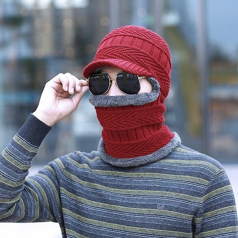 Bonnet Tricoté avec Visière et Cache-Cou pour Adulte | Idéal pour l’Hiver