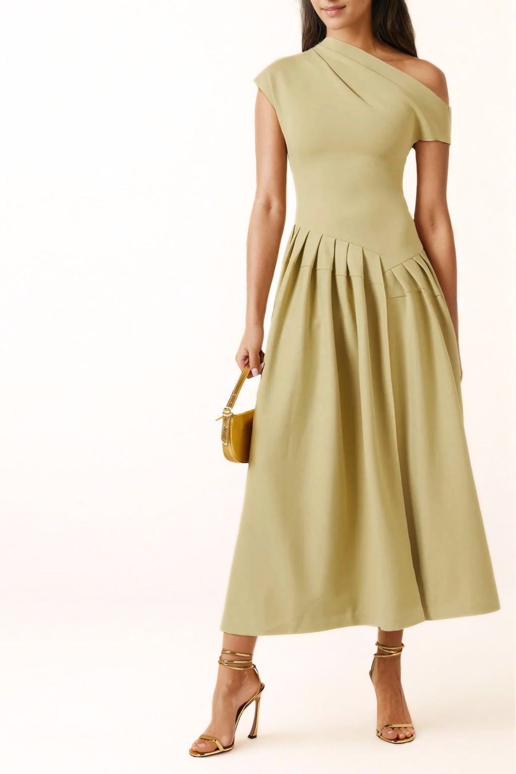 Robe Midi Asymétrique Avec Épaule Dénudée Pour Femme | Idéal Pour Soirées Et Événements