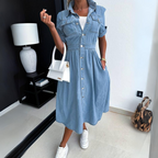 Robe à Manches Courtes avec Boutons pour Femmes | Idéale pour Tenues Décontractées ou Formelles