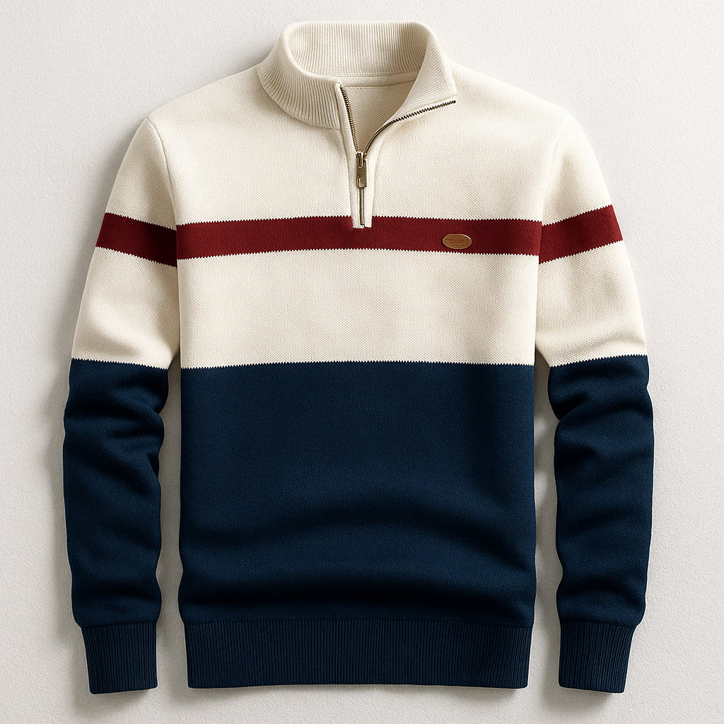 Pull À Quart De Fermeture Éclair Avec Coupe Ajustée Pour Hommes | Idéal Pour Le Printemps Et L’Automne