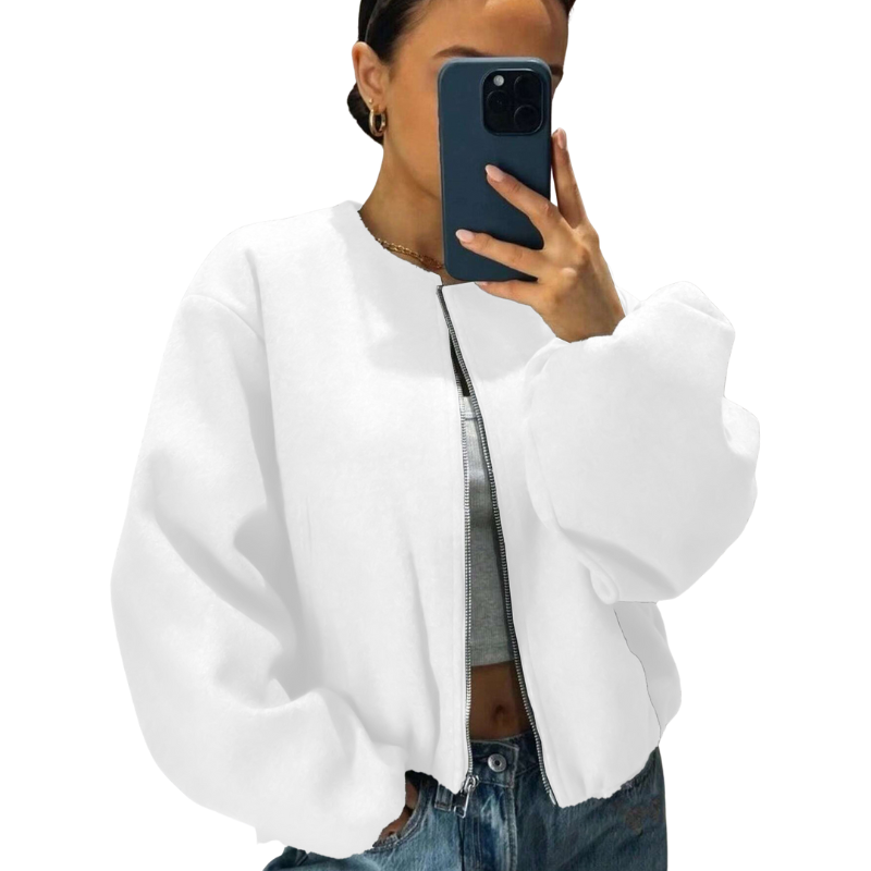 Veste Bomber Relaxée Avec Fermeture Zippée Pour Femme | Idéale Pour Les Activités Décontractées Et La Mi-Saison