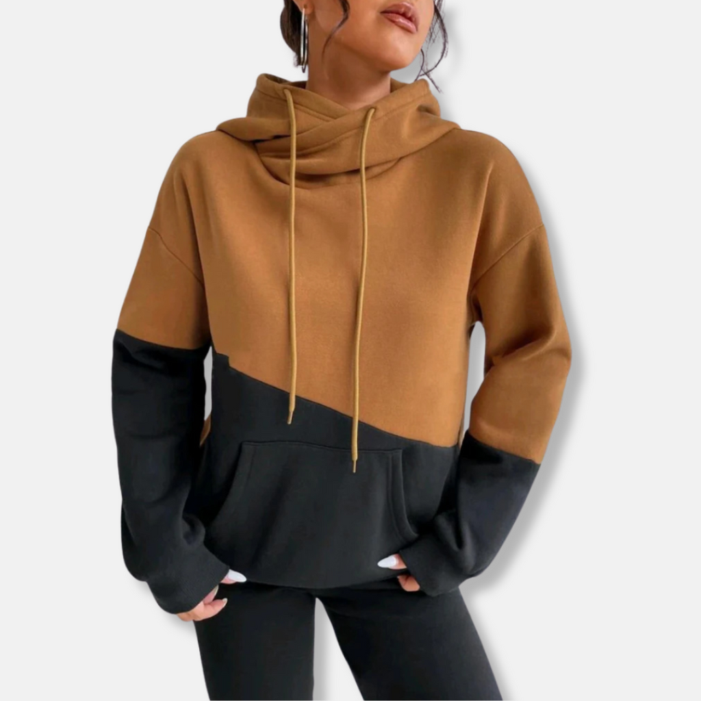 Sweat À Capuche Bicolore avec Poche Kangourou pour Femme | Idéal pour Les Tenues Décontractées