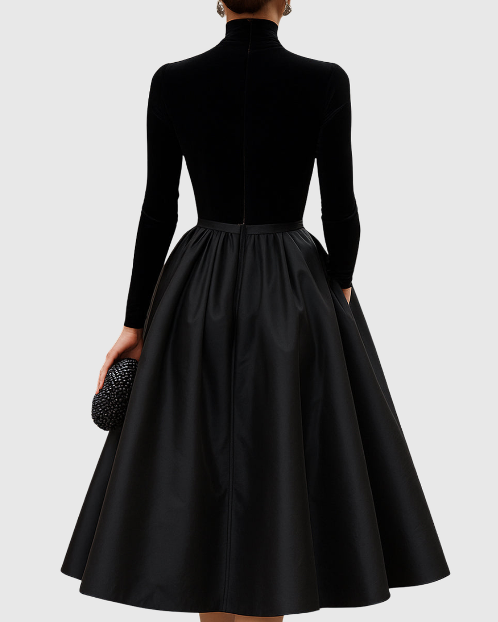 Robe Midi en Velours et Satin avec Coupe Ajustée pour Femme | Idéale pour Événements et Soirées