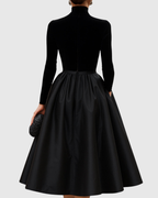 Robe Midi en Velours et Satin avec Coupe Ajustée pour Femme | Idéale pour Événements et Soirées