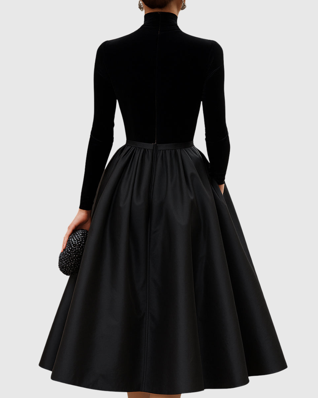 Robe Midi en Velours et Satin avec Coupe Ajustée pour Femme | Idéale pour Événements et Soirées