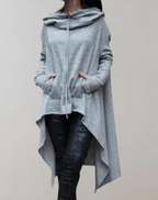 Sweat à Capuche avec Ourlet Asymétrique pour Femme | Idéal pour la Saison Fraîche