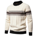 Pull À Motif Nordique Avec Maille Torsadée Pour Hommes | Idéal Pour Col Contrastant Et Manches Longues