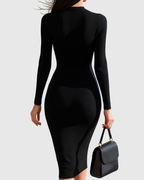 Robe Midi En Maille Côtelée Avec Fermeture Zippée Pour Femme | Idéale Pour Le Bureau Et Les Sorties
