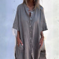 Robe Midi à Boutonnage avec Manches Longues pour Femme | Idéale pour la Saison Estivale et les Occasions Décontractées