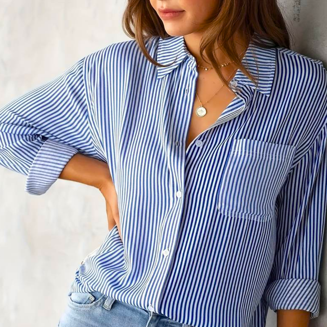 Blouse Rayée À Manches Longues Avec Coupe Ample Pour Femme | Idéale Pour Usage Quotidien Et Loisirs