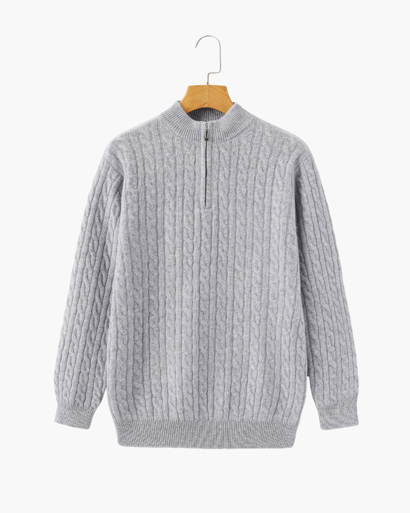 Pull pour Homme avec Col Zippé et Motif en Torsades | Idéal pour l’Hiver