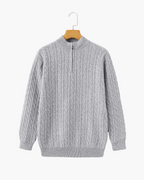Pull pour Homme avec Col Zippé et Motif en Torsades | Idéal pour l’Hiver