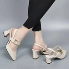 Escarpins Slingback À Bout Pointu Et Talon Bloc Pour Femmes | Idéal Pour Les Occasions Estivales