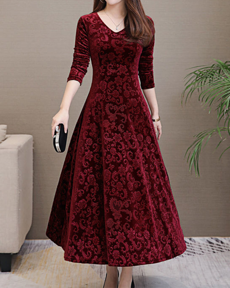 Robe à Motif Intégral avec Manches 3/4 pour Femme | Idéale pour Quotidien et Événements
