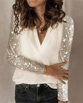 Blouse À Manches Longues Avec Paillettes Multicolores Pour Femmes | Idéal Pour Le Printemps