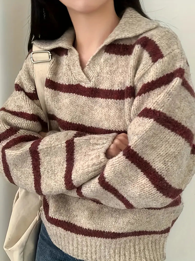 Pull Rayé À Coupe Droite Pour Femme | Idéal Pour Usage Quotidien