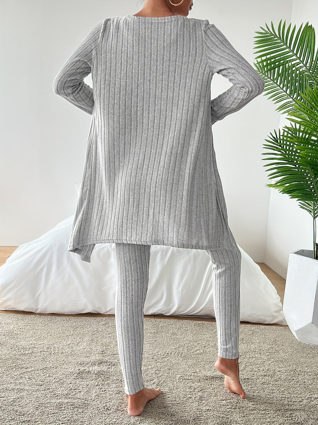 Ensemble Décontracté À Côtes avec Gilet, Top Et Pantalon pour Femme | Idéal pour Le Quotidien