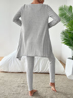 Ensemble Décontracté À Côtes avec Gilet, Top Et Pantalon pour Femme | Idéal pour Le Quotidien