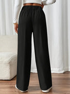 Pantalon Large À Taille Élastique Avec Poches Latérales Pour Femme | Idéal Pour Usage Quotidien