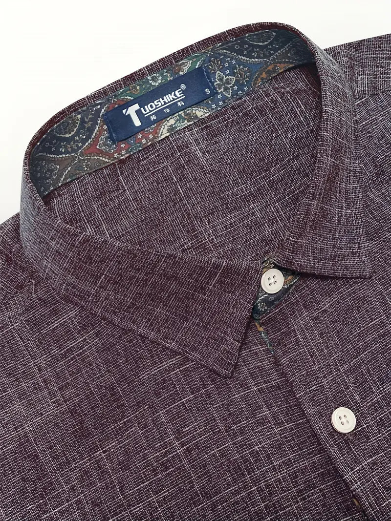 Chemise À Manches Longues Avec Détails Contrastés Et Fermeture À Boutons Pour Hommes | Idéale Pour Toutes Les Saisons