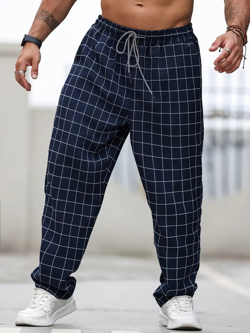 Pantalon à Motif avec Taille Élastique et Cordon pour Homme | Idéal pour un Usage Quotidien