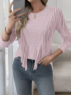 Pull à Manches Longues avec Détails à Franges pour Femme | Idéal pour un Usage Quotidien