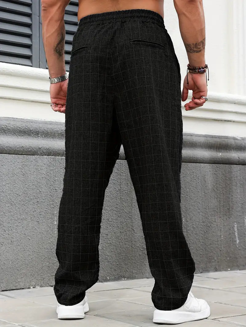 Pantalon à Motif avec Taille Élastique et Cordon pour Homme | Idéal pour un Usage Quotidien