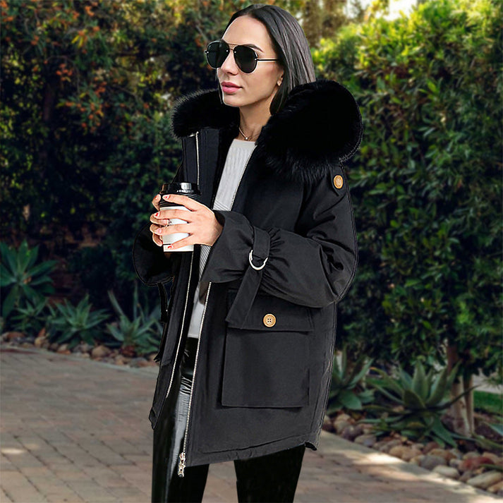 Veste d’Extérieur avec Capuche Réglable et Poches pour Femmes | Idéale pour l’Automne et l’Hiver