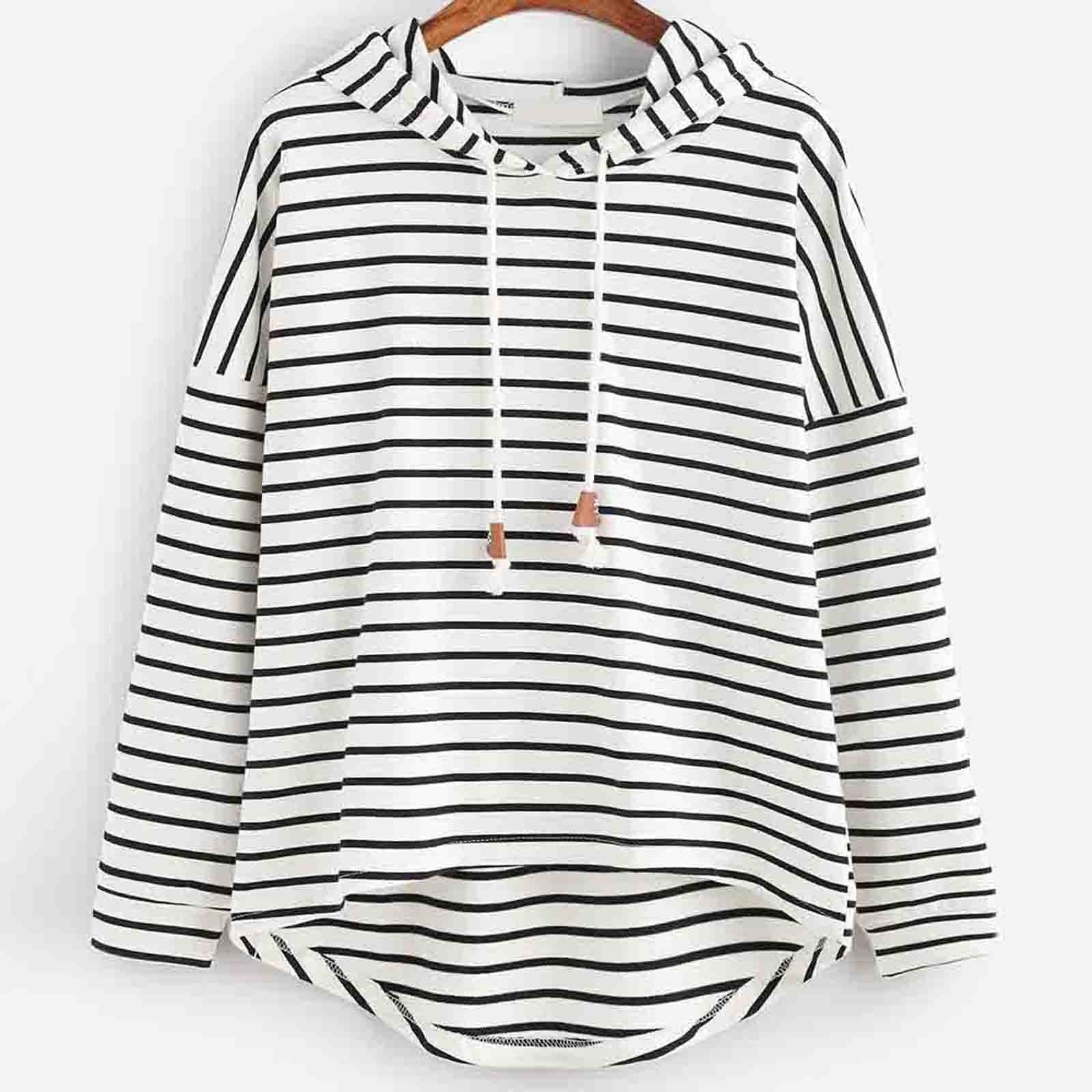 Sweat À Capuche Avec Rayures Horizontales Pour Adultes | Idéal Pour Un Usage Décontracté