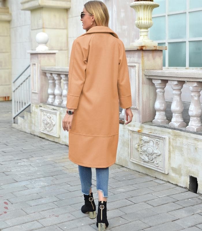 Manteau Couleur Camel avec Double Boutonnage pour Femmes | Idéal pour Saison Froide