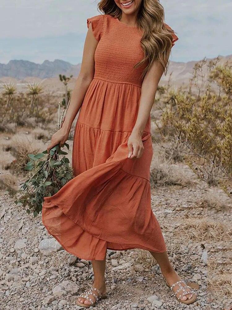 Robe Midi Avec Coupe Aérée Pour Femme | Idéale Pour Usage Quotidien Et Occasions