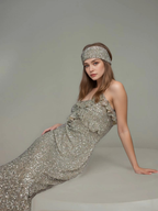 Robe Sans Manches à Détails Scintillants et Volants pour Femme | Idéale pour les Soirées