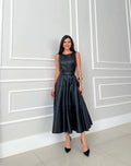 Robe Midi Sans Manches Avec Taille Ajustée Pour Femme | Idéal Pour Occasions Quotidiennes Et Formelles