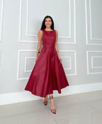Robe Midi Sans Manches Avec Taille Ajustée Pour Femme | Idéal Pour Occasions Quotidiennes Et Formelles