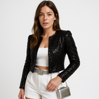 Veste Courte À Sequins Avec Coupe Ajustée Pour Femme | Idéale Pour Les Soirées Et Les Événements Festifs