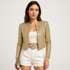 Veste Courte À Sequins Avec Coupe Ajustée Pour Femme | Idéale Pour Les Soirées Et Les Événements Festifs
