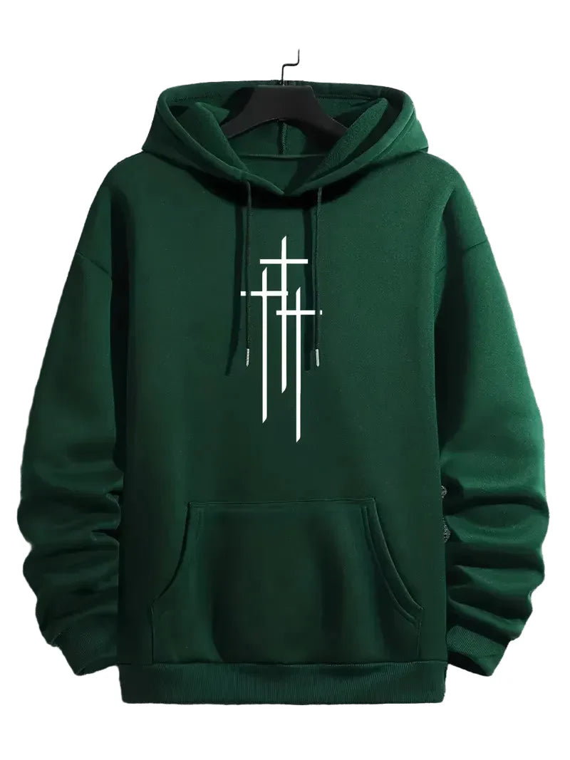 Hoodie à Capuche avec Motif Croix pour Hommes | Idéal pour les Activités de Loisirs
