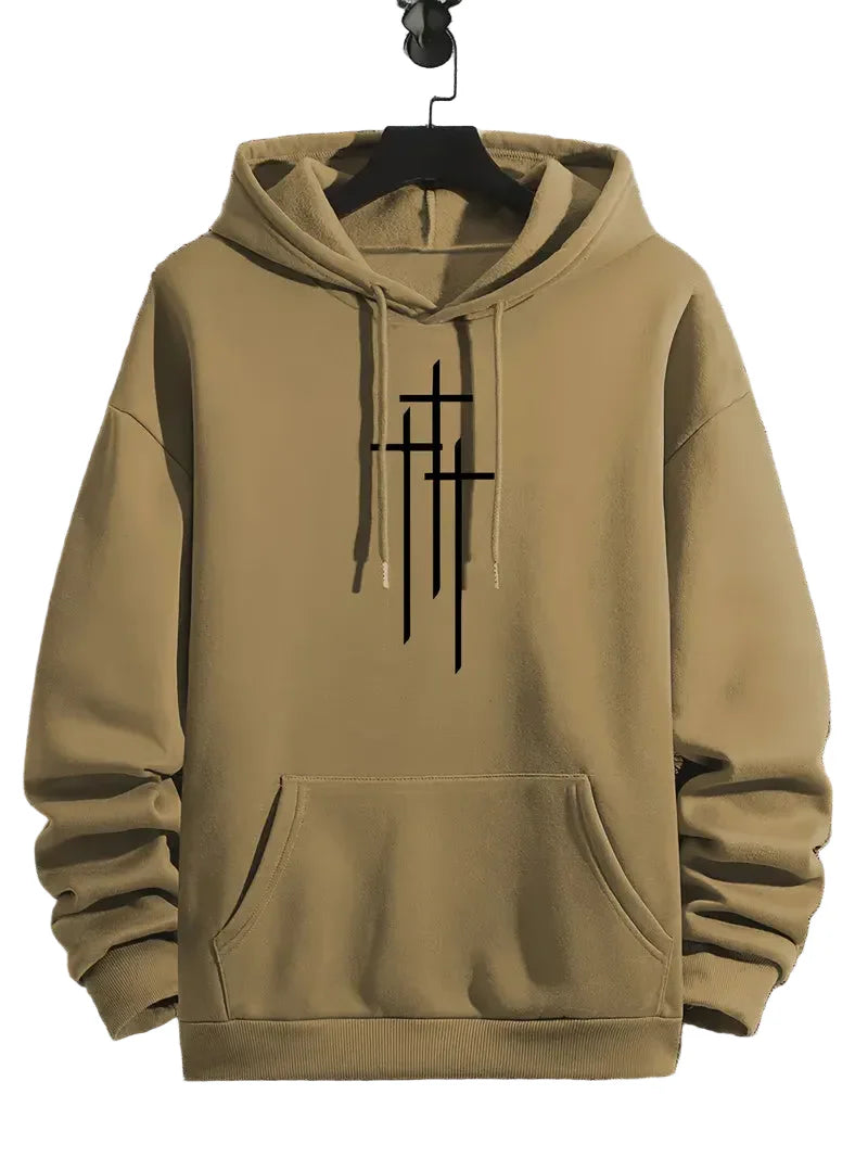 Hoodie à Capuche avec Motif Croix pour Hommes | Idéal pour les Activités de Loisirs