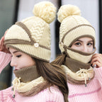 Ensemble Bonnet et Écharpe avec Masque Détachable pour Femme | Idéal pour l’Hiver