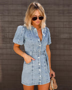 Robe Boutonnée Avec Manches Bouffantes Pour Femme | Idéale Pour Les Sorties Décontractées Et Le Quotidien