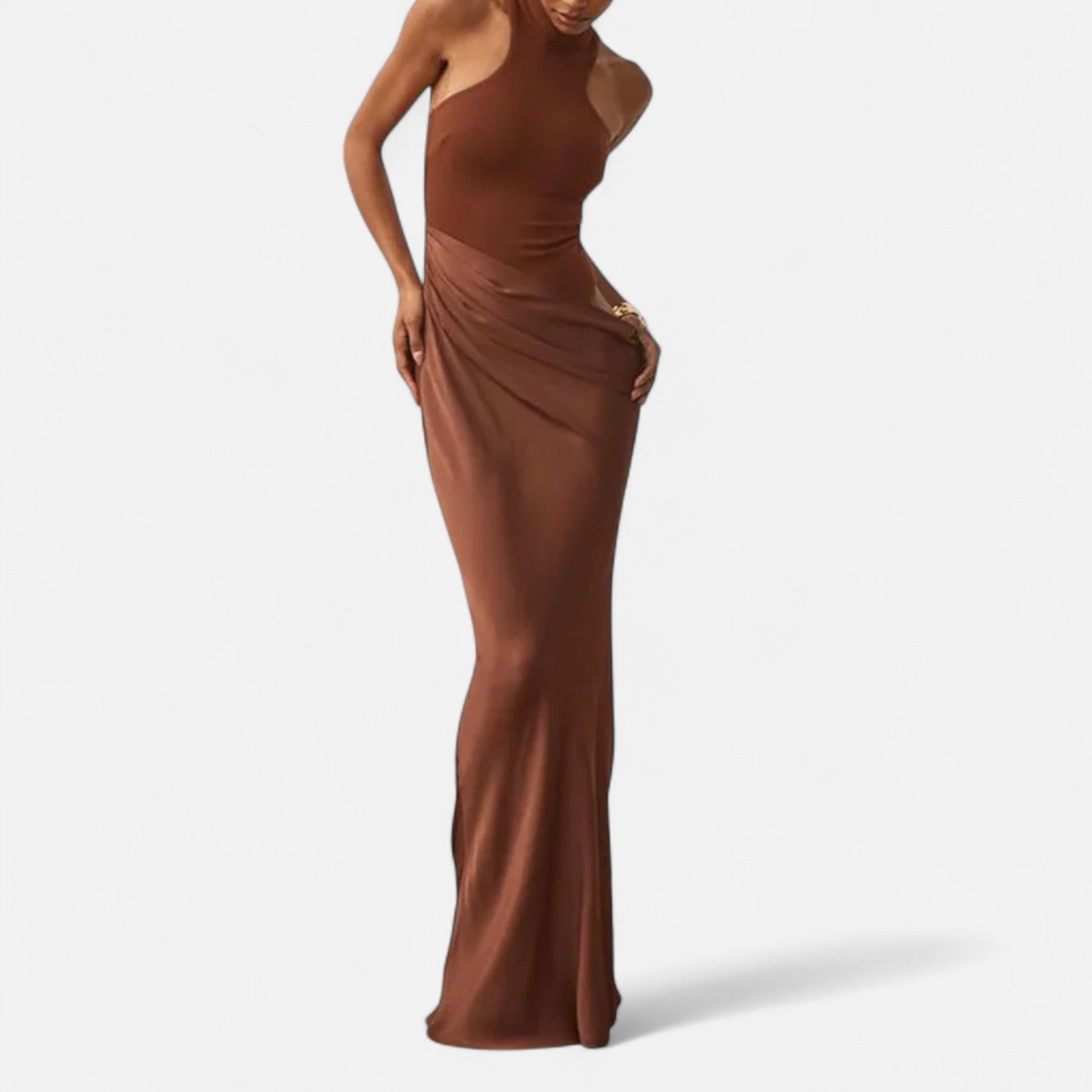 Robe Maxi Avec Col Montant Et Coupe Ajustée Pour Femme | Idéale Pour Les Occasions Formelles
