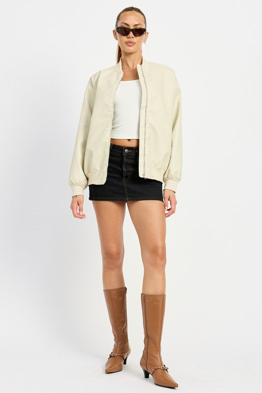 Blouson Bomber Coupe Oversize avec Fermeture Zippée pour Femme | Idéal pour les Tenues Quotidiennes et les Sorties Urbaines