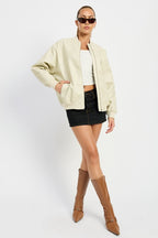 Blouson Bomber Coupe Oversize avec Fermeture Zippée pour Femme | Idéal pour les Tenues Quotidiennes et les Sorties Urbaines